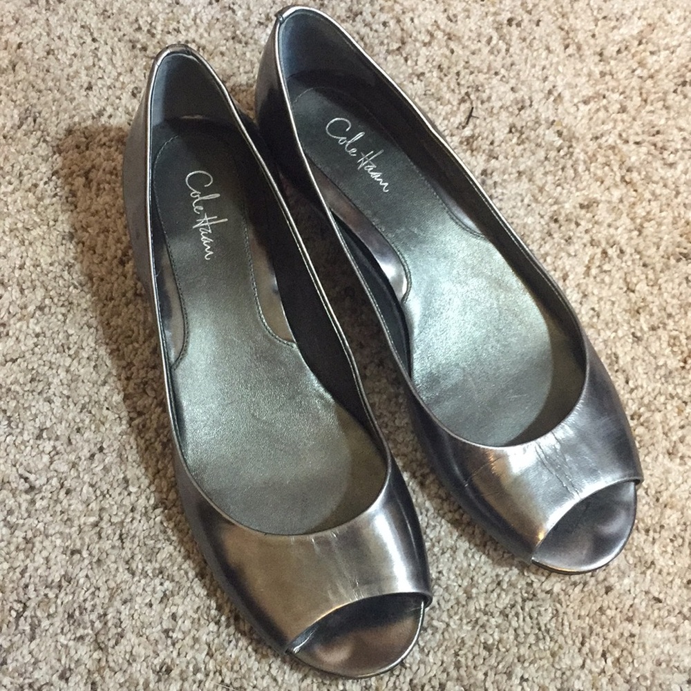 Cole Haan Metallic Silver Flats